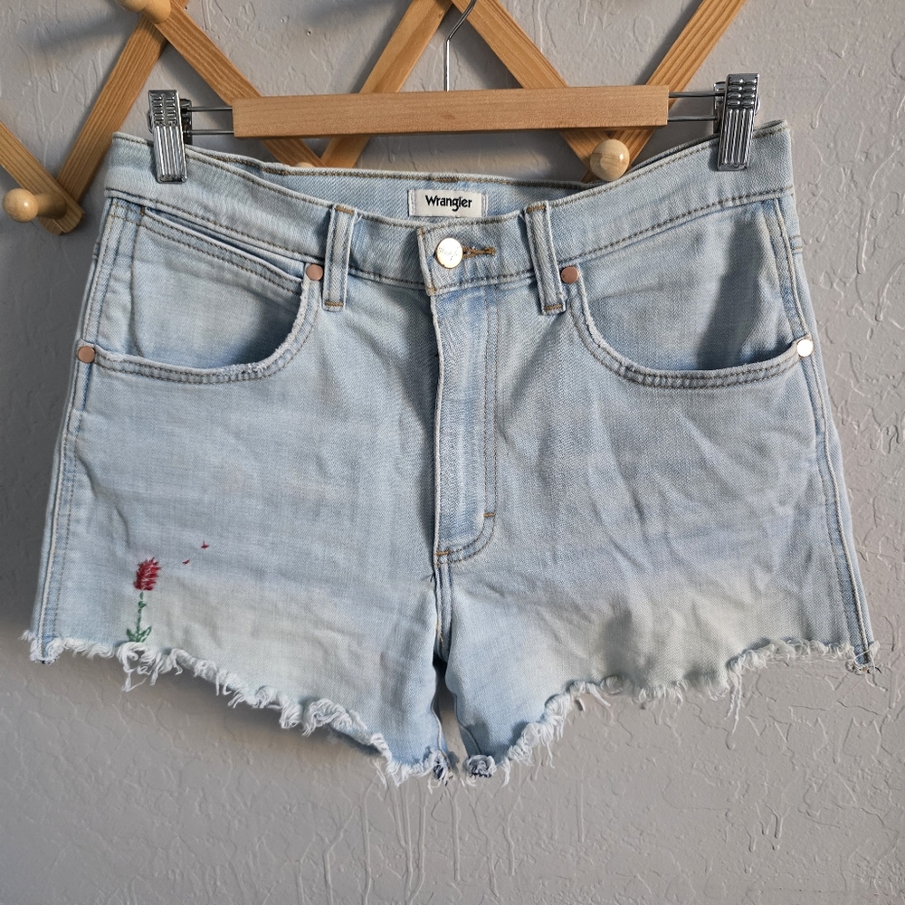 Wrangler Re-Worked Patchwork Lightwash Denim Shor… - image 1